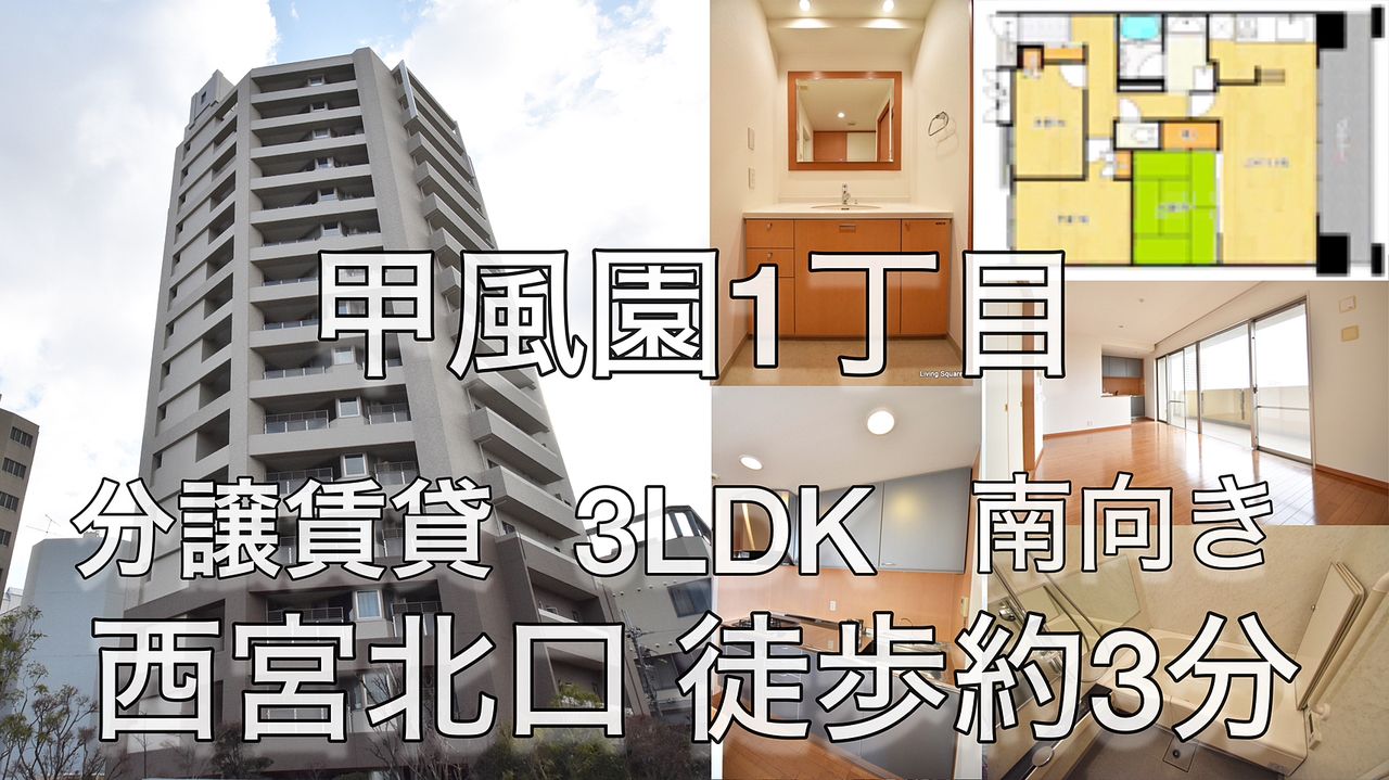 【賃貸募集】ヒルズ甲風園9階3LDK　75.68㎡